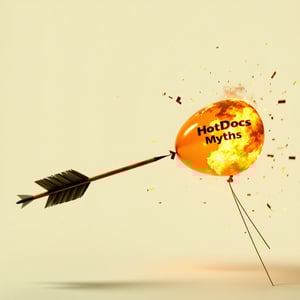 Arrow exploding HotDocs Myths Balloon